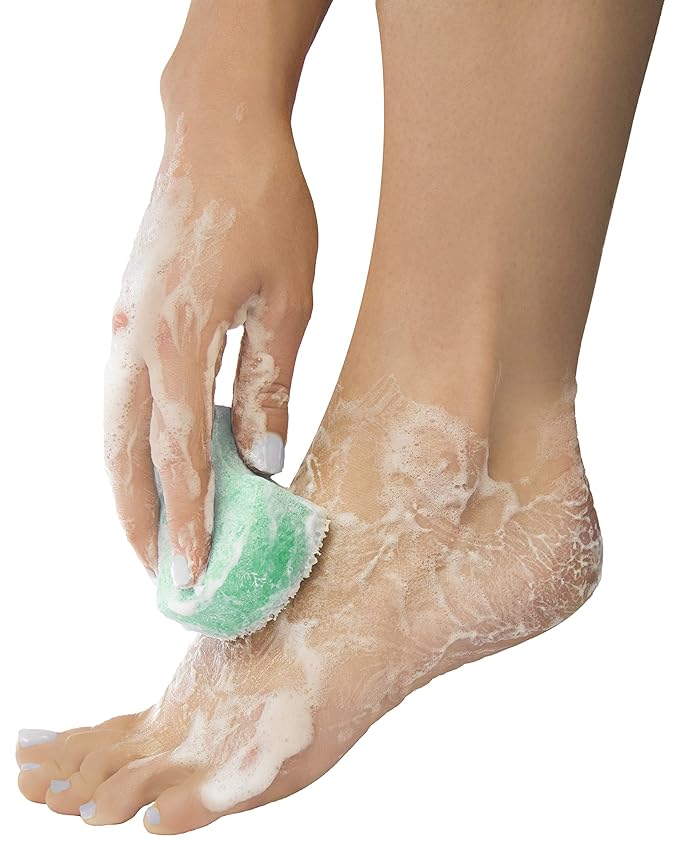 Spongables Pedi Scrub Foot Exfoliating 20+ Wash Sponge, Peppermint and Tea Tree, 3 Count