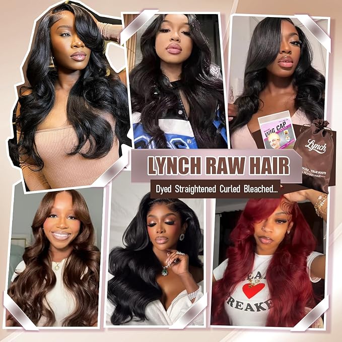 Lynch 15A Body Wave Bundles Human Hair, 18 20 22+16 Inch 5x5 HD Lace Closure, Real 100% Unprocessed Cambodian Raw Virgin Human Hair 3 Bundles with Closure, 105g/Bundle Natural Black For Woman