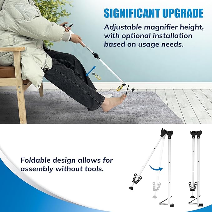 Long Handled Toenail Clippers Wide Jaw Opening, Free Bending, for Thick Nails, for The Seniors, Overweight, Disabled with Arthritis, Easy Reach Pedicure Auxiliary Tools (32" with Magnifier)