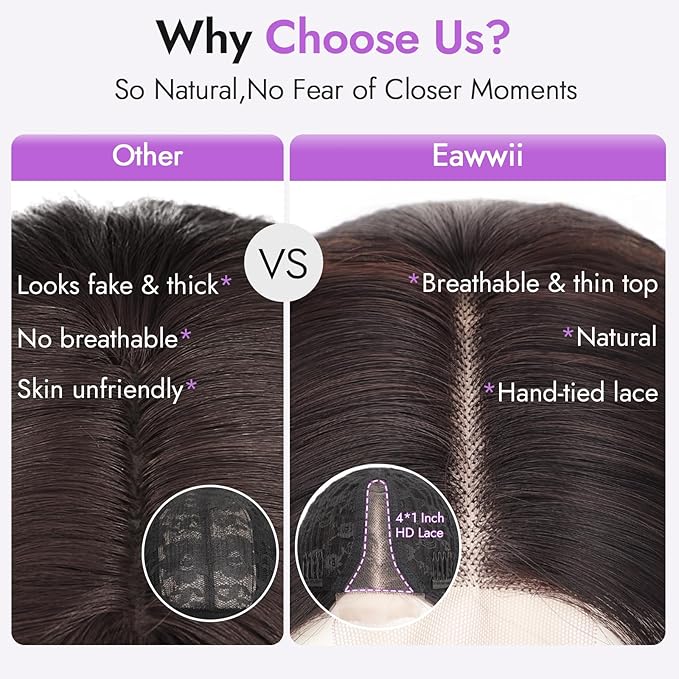 Dark Brown with Caramel Highlights Short Wavy Wig for Women Lace Hairline Bob Style Synthetic Heat Resistant - Natural Appearance for Everyday Hairstyle 14 Inch