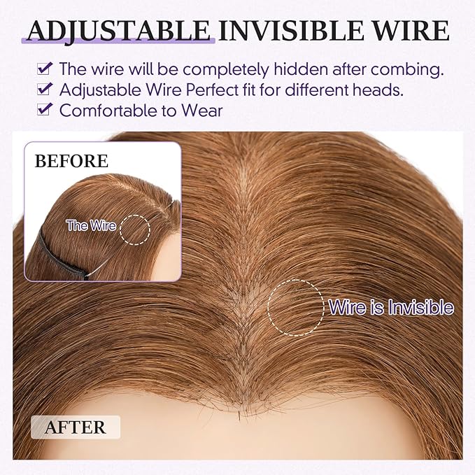 Halo Hair Extensions Real Human Hair,Halo Hair Extension 100% Human Hair, Wire Hair Extensions,Straight 04 Medium Brown 16inch