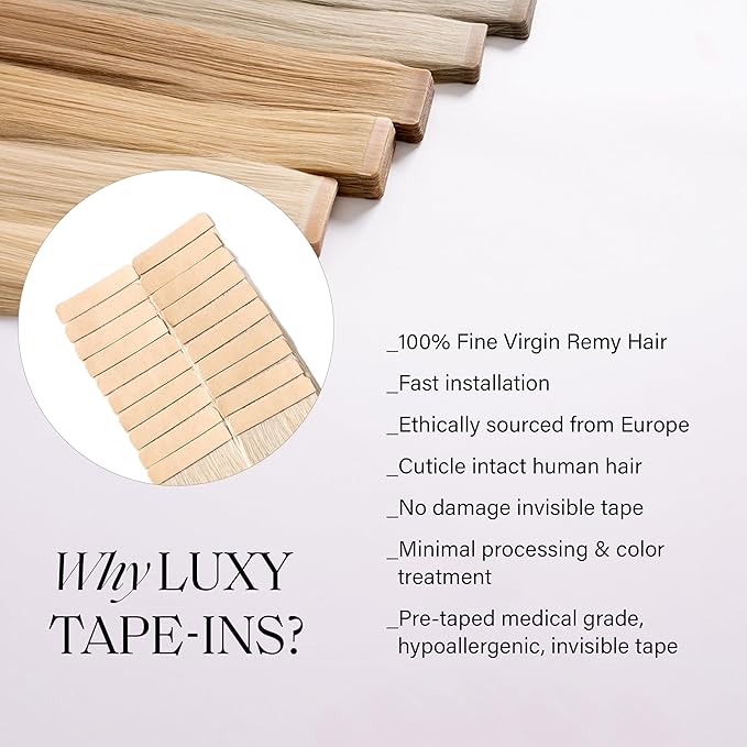 Luxy Tape-In Hair Extension Collection 22", 50g, Platinum Pearl Blonde, 20 pieces