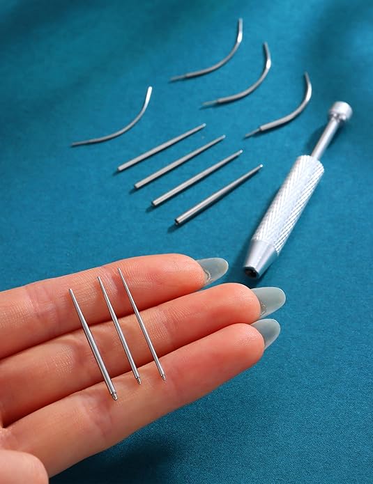 LOLIAS 14G 16G 18G 20G Piercing Taper Ball Grabber Tool for Changing Jewelry - 316L Stainless Steel Flat Back Earrings Piercing Threader Assistant Applicator Tool Threadless Insertion Pin Thread Body Piercing Stretching Kit for Ear Nose Lip Tongue