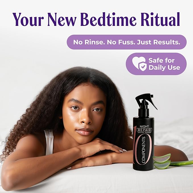 Night Repair Treatment for Hair | Hydrating Overnight Hair Mask with Hydrolyzed Keratin and Aloe Vera | Strengthens, Restores Shine, and Reduces Frizz | Leave In, No Rinse Needed, 8.4 fl oz