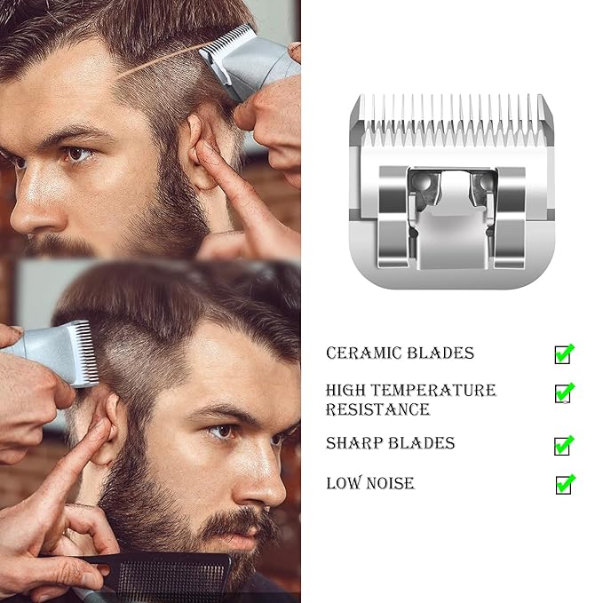 2 Packs 3-1/2 Detachable Replacement Ceramic Blades set,Compatible with Andis/oster Classic 76/Star-Teq/Power-Teq/A5 Clipper,Cut Length 3/8"（9.5MM）