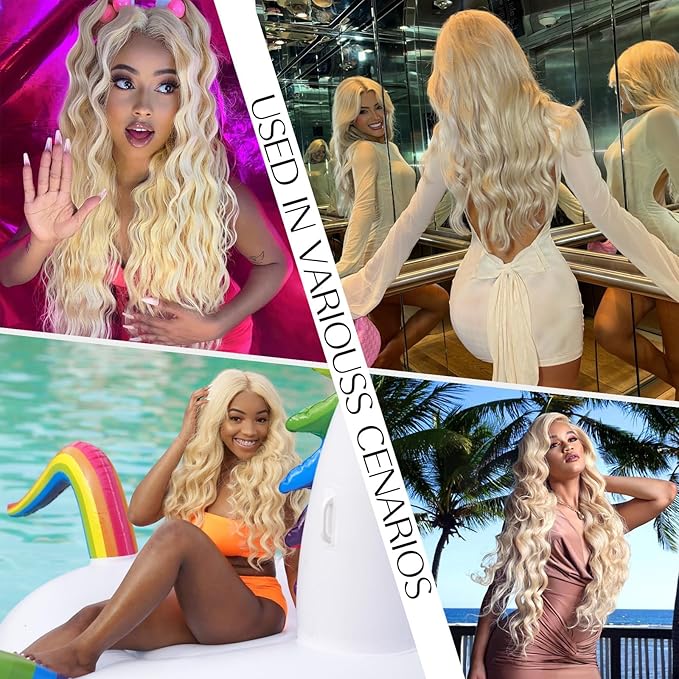 Alimubi 613 13x6 Lace Front Wig Human Hair 200 Density 613 Lace Front Wig Human Hair Body Wave Blonde Wig Human Hair（22 Inch）