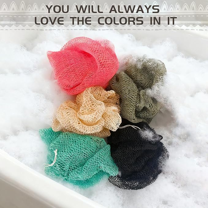 African Net Sponge Authentic, Loofah Exfoliating Body Scrubber Bath Sponge, African Exfoliating Net Sponge Back Scrubber Washcloth for Shower, Body Care Bathing Accessories (Black)