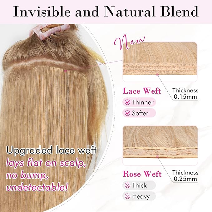 REECHO 9PCS Clip in Hair Extensions, 24" Thick Long Mini Mermaid Wave Luxurious Lightweight Japanese Technology HYOUITSU Fiber Invisible Soft Lace Weft - HE009 Dark Brown with Highlights