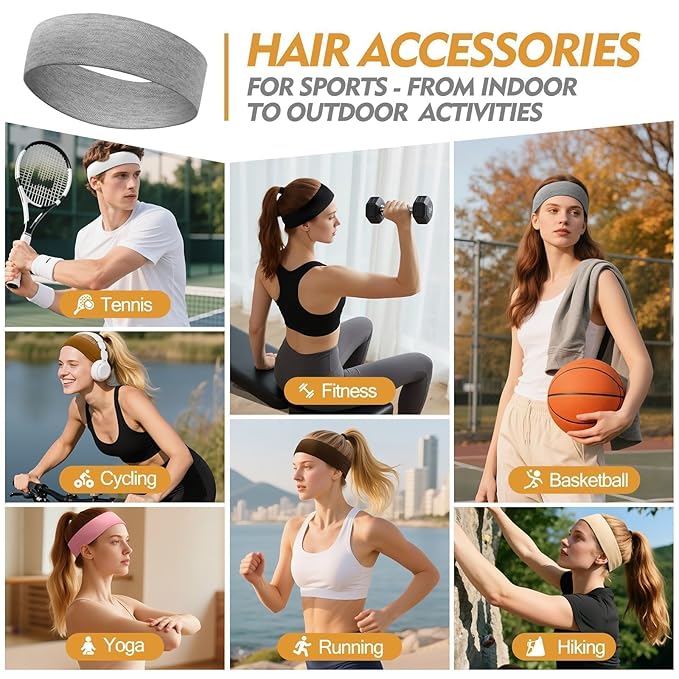 Headbands for Women Stocking Stuffers - 8Pcs Head Bands Non Slip for Women's Hair Accessory Stretchy Fabric Sweat Headband for Workout Sport Yoga Running Christmas Birthday Gifts for Women Valentines