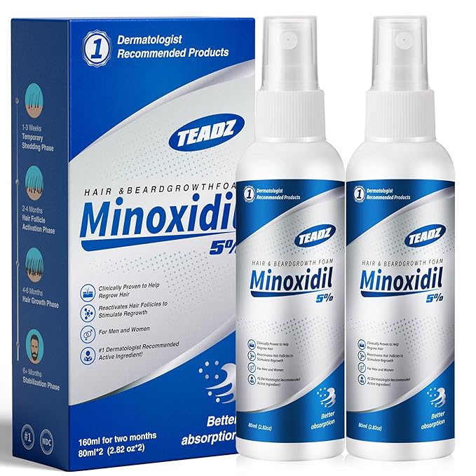 5% Minoxidil for Men and Women，Minoxidil hair growth products，Intense Hair Growth Serum，May Promote Faster, Stronger, Thicker Hair Growth to Fight Hair Loss and Thinning Hair（2.82 oz*2）
