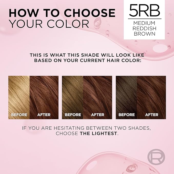 L'Oreal Paris Excellence Crème Permanent Hair Dye, Triple Care Hair Color with Pro-Keratine Complex for 100% Gray Hair Coverage, 5RB Medium Reddish Brown, 1 Kit (Pack of 2)