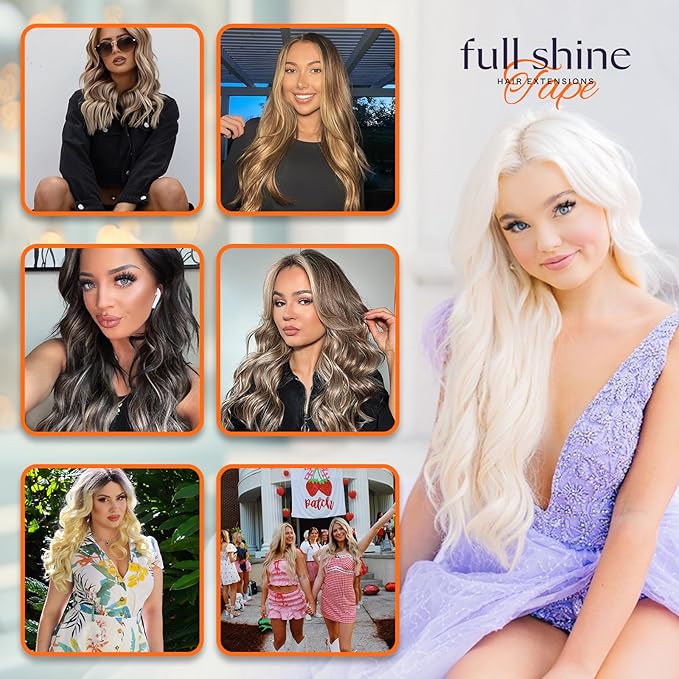 Full Shine Tape in Hair Extensions Human Hair 12 Inch Color 8 Ash Brown to 60 Blonde Seamless Skin Weft Short Natural Human Hair Tape in Extensions 20 PCS Remy Straight Hair Add Volume 30 Grams