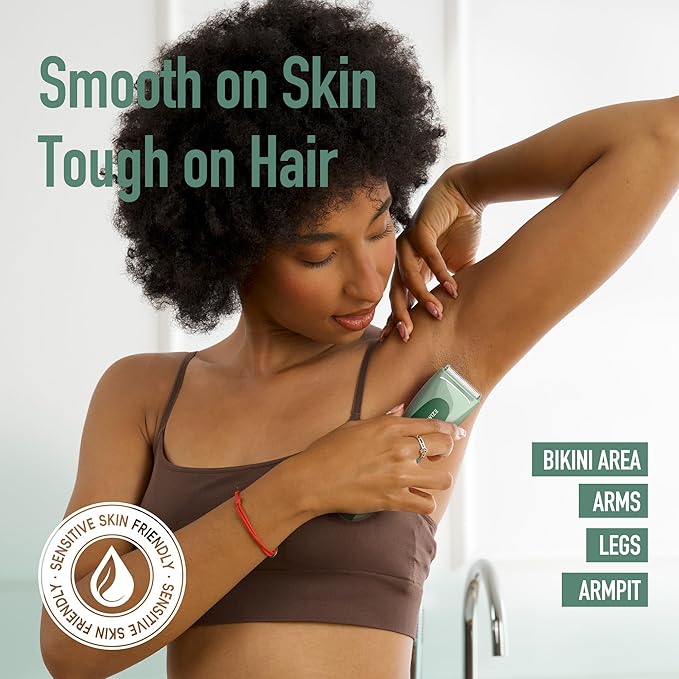 BAREWlZE Bikini Trimmer for Women, Pubic Hair Trimmer | LED Light, IPX7 Waterproof, USB-C Rechargeable, Replaceable Ceramic Blade | Electric Razors for Women, Electric Body Hair Shaver (Mint Oasis)
