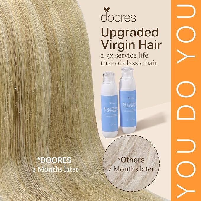 DOORES I Tips Hair Extensions Real Human Hair,18 Inch 100g 100s Itip Human Hair Extensions,Light Blonde Highlighted Golden Blonde I Tip Hair Extensions Natural Smooth Hair