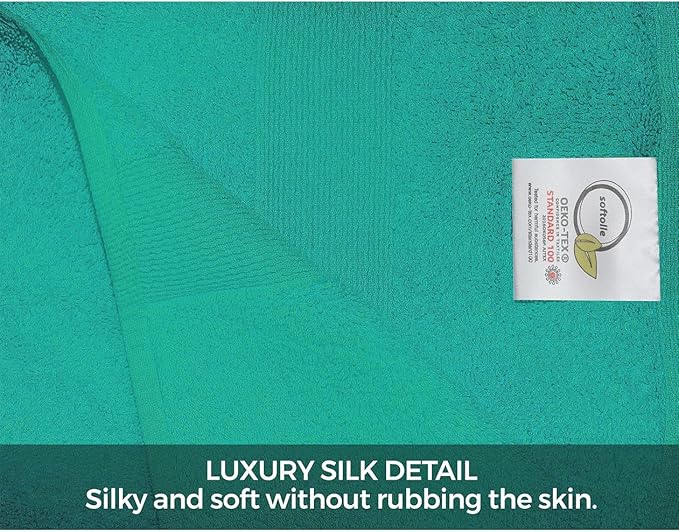 Softolle Luxury 8 Piece Towel Set, 2 Bath Towels 2 Hand Towels 4 Washcloths, Towels for Bathroom, Home, Spa & Gym - Highly Absorbent (Turquoise)