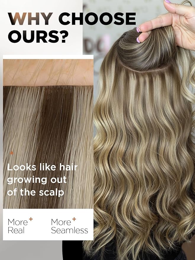 Twin Tab Butterfly Genius Weft Human Hair Extensions Latest Double Invisible Real 100% Remy Human Hair OVO Weft with Micro Bead Simulated Scalp Hair Extensions 100g 7ps 18 Inch 9A/60
