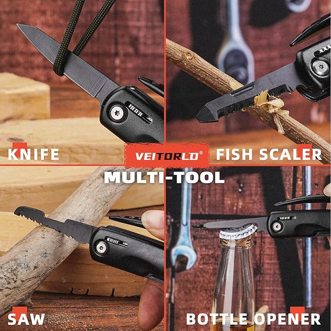 VEITORLD Gifts for Men Dad Husband Christmas, All in One Tools Mini Hammer Multitool, Unique Anniversary Birthday Camping Gifts Ideas for Man Him Boyfriend Grandpa, Cool Stocking Stuffers for Men