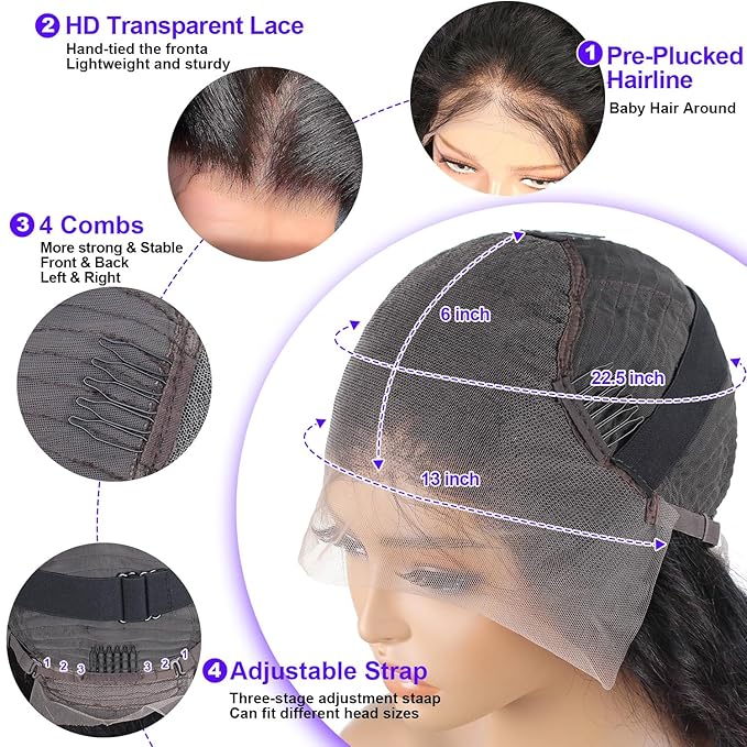 28 Inch 13x6 Lace Front Wigs Human Hair Pre Plucked 200% Density Body Wave HD Transparent Lace Frontal Wig For Women 100% Real Human Hair