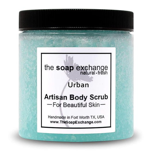 The Soap Exchange Sugar Body Scrub - Urban Scent - Hand Crafted 16 fl oz / 480 ml Natural Artisan Skin Care, Shea Butter, Exfoliate, Moisturize, & Protect. Made in the USA.