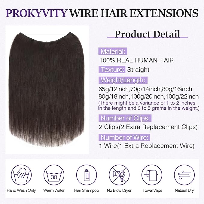 Halo Hair Extensions Real Human Hair,Halo Hair Extension 100% Human Hair,Wire Hair Extensions,Thicker 1B Natural Black 22inch/100g