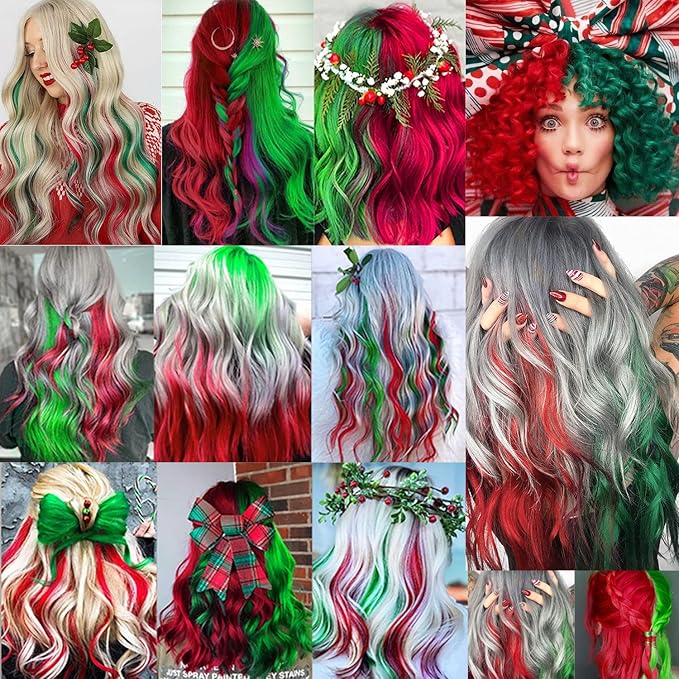 10 PCS 20 inch Colorful Party Highlights Clip in Red Hair Extensions Straight Synthetic Hairpieces for Women Kids Girls Hair Accessories Wig Pieces (Red)