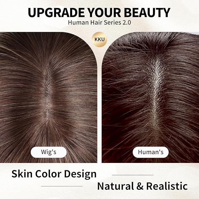 KKU 16 Inch Gradient Blonde Human Hair Wigs for Women,Layered Straight Human Hair Wig with Bangs, Wear Natural Realism for Daily Use