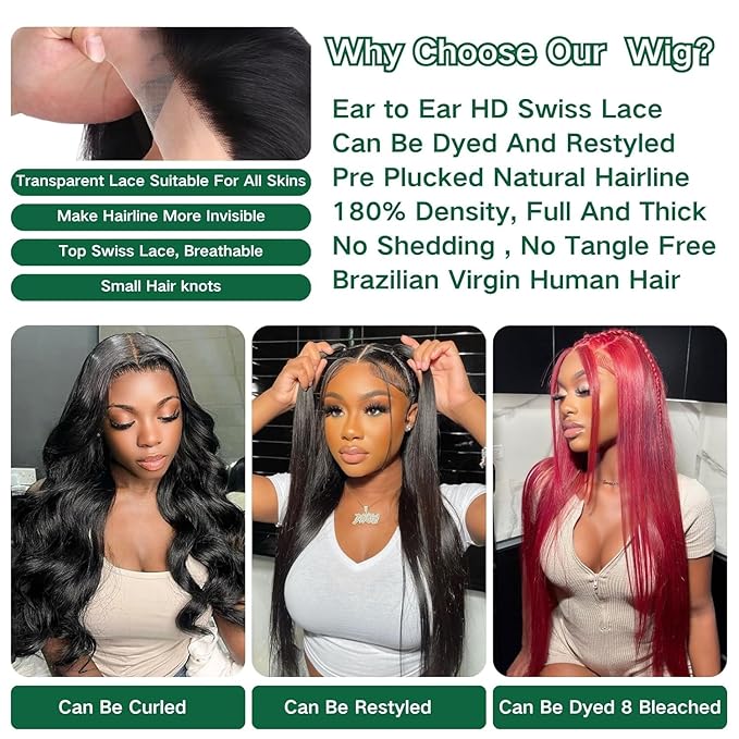 30 Inch 13x4 Lace Front Wigs Human Hair 180 Density Straight HD Lace Front Wigs Human Hair Pre Plucked 13x4 Lace Frontal Straight Human Hair Wigs for Women Glueless Wigs Human Hair (Natural Color)