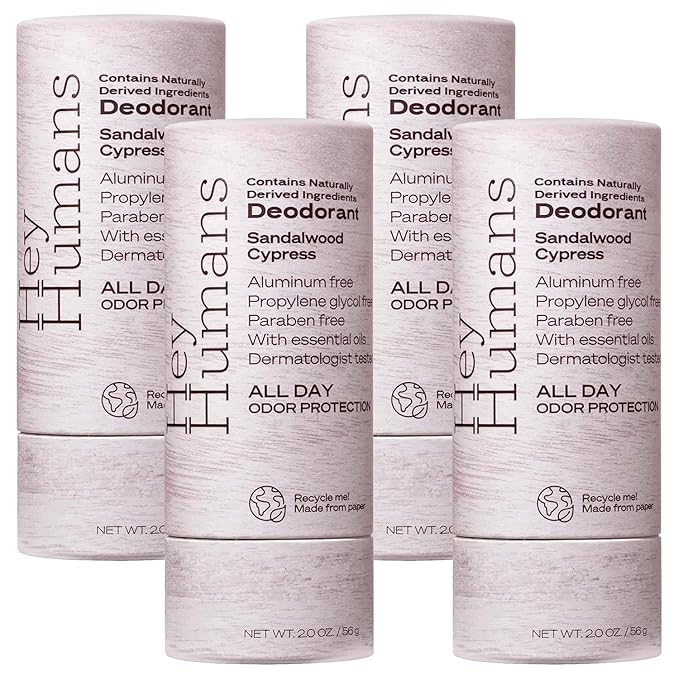 Hey Humans Deodorant, Aluminum Free Deodorant for Women and Men, Contains Naturally Derived Ingredients, All Day Odor Control, Refreshing Deodorant Essential Oils, Sandalwood Cypress