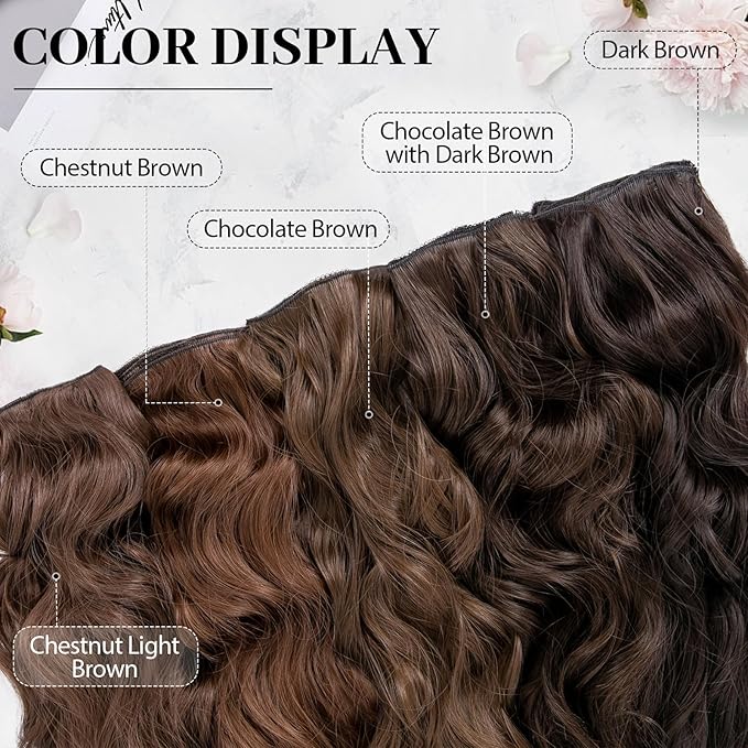 KooKaStyle Clip in Hair Extensions for Women,7PCS 20 Inch Dark Brown Hair Extensions Clip Ins Soft and Natural Hair Pieces for Women Thick Long Wavy