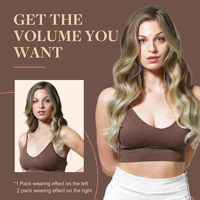 GOO GOO Clip in Hair Extensions Real Human Hair, Remy Human Hair Extensions Clip ins for Women, Natural Human Hair, 20inch 120g 7Pcs, 9/60 Balayage Ash Brown to Platinum Blonde