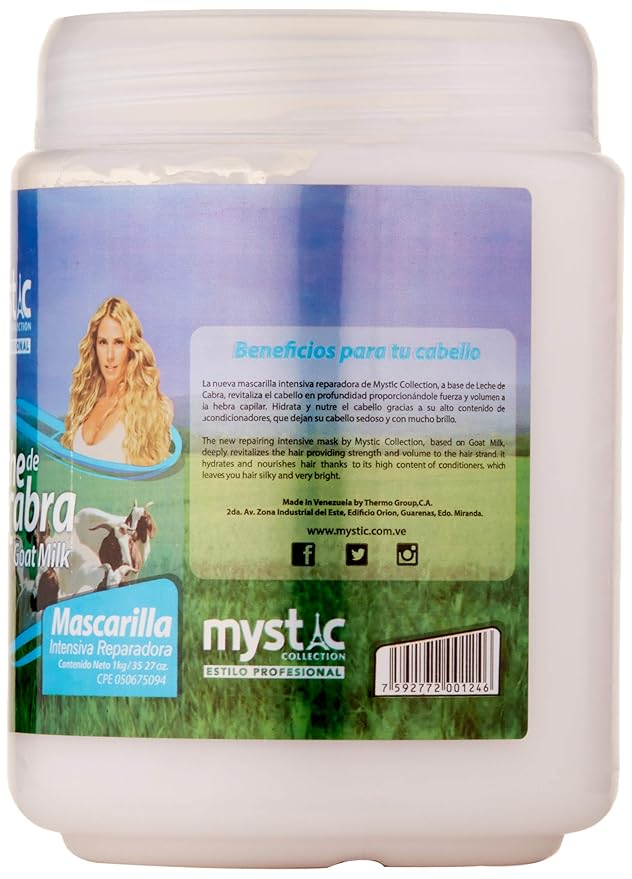 Goat Milk Treatment Mask for Dry, Damaged Hair - 35oz - Deep Conditioning, Nourishing & Hydrating, Promotes Growth, Intensive Repair System in Ampoules for Fragile, Split Ends