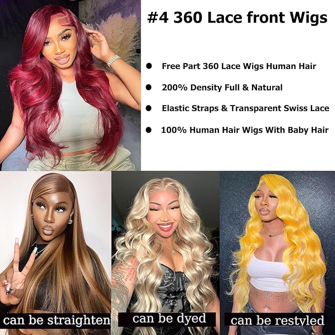 Brown Body Wave 360 Lace Front Wigs Human Hair Pre Plucked Lace Front Wig Human Hair 360 Wigs Human Hair 200% Density Wigs For Black Women (24inch,Brown 360 Body Wave wig)