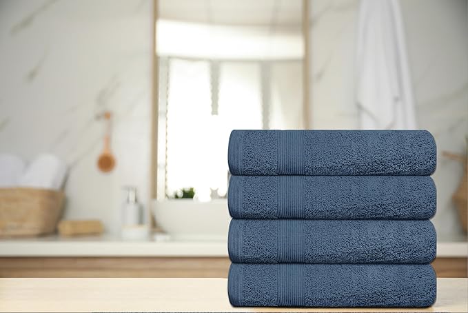 Premium Hand Towels Pack of 6 (16" x 30”) 100% Combed Ring Spun Cotton | Highly Absorbent Hand Towels Set | Ultra Soft for Home, Gym & Spa (Slate Blue)