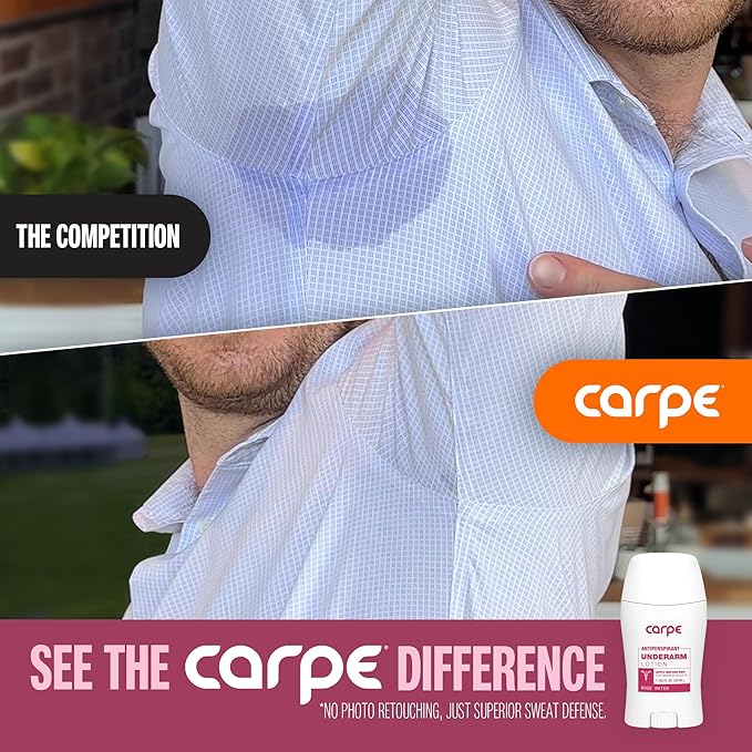 Carpe Underarm Antiperspirant and Deodorant, Clinical strength with Rose Water scent, Combat excessive sweating Stay fresh and dry, Great for hyperhidrosis (Pack of 3)