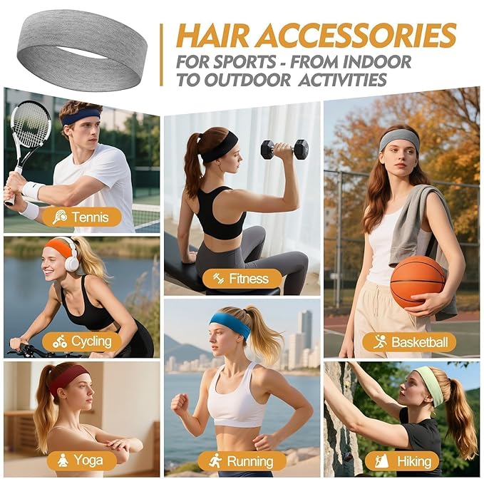 Headbands for Women Non Slip - 8 Pcs Head Bands Gifts for Woman Soft Comfortable Elastic Hair Band for Yoga Workout Sport Mothers Day Gifts for Mom Christmas Gift for Women Grandma Adults Stuffers