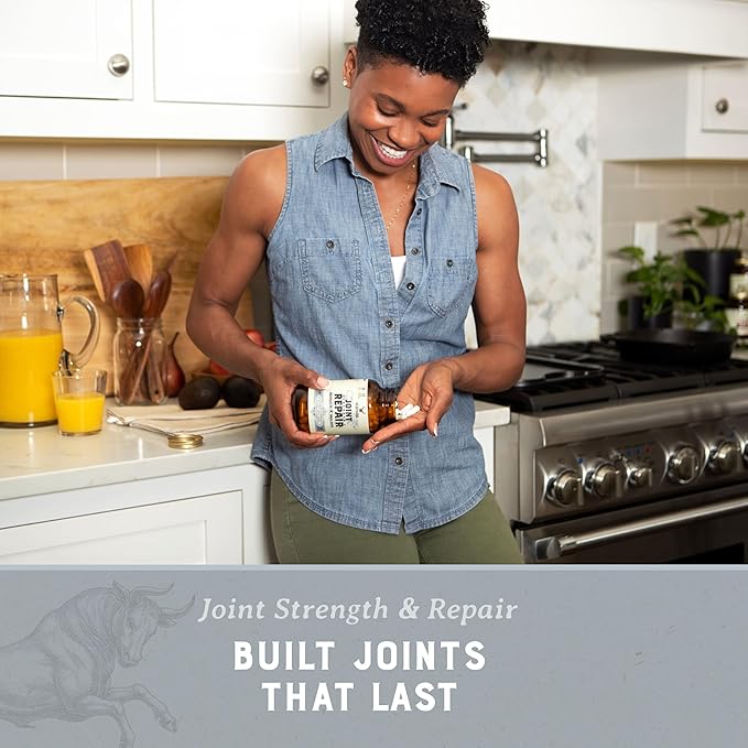 Heart & Soil 100% Grass Fed & Finished Joint Support Supplement from Regenerative Cattle with Trachea, Scapula & Bone Marrow – Supports Joint Strength & Mobility – 3000mg – Glass Bottle – 180 Capsules