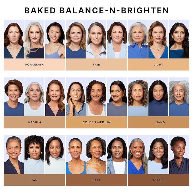 LAURA GELLER NEW YORK Award-Winning Baked Balance-n-Brighten Color Correcting Powder Foundation - Sand - Buildable Light to Medium Coverage - Demi-Matte Natural Finish
