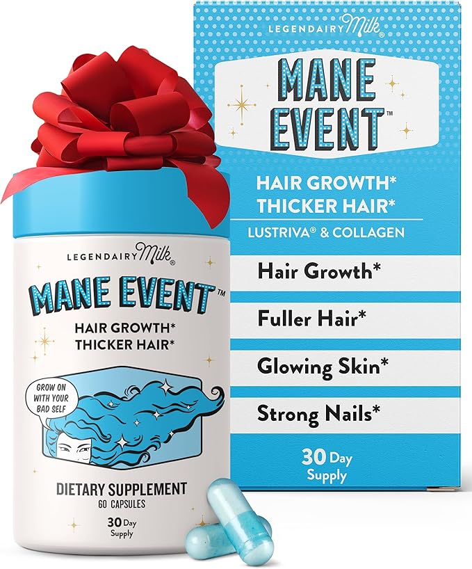Hair Growth Vitamins for Women - Biotin for Hair Growth with Collagen & Lustriva, Products & Supplements for Thinning, Thicker, Fuller, Stronger Skin & Nails, Legendairy Milk Mane Event™