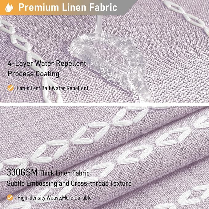 BTTN Stall Fabric Shower Curtain - 54x78 Boho Striped Linen Heavy Duty Tassel Shower Curtain Set with 10 Hooks, Narrow Rustic Modern Farmhouse Bohemian Cloth Shower Curtains for Bathroom - Lavender