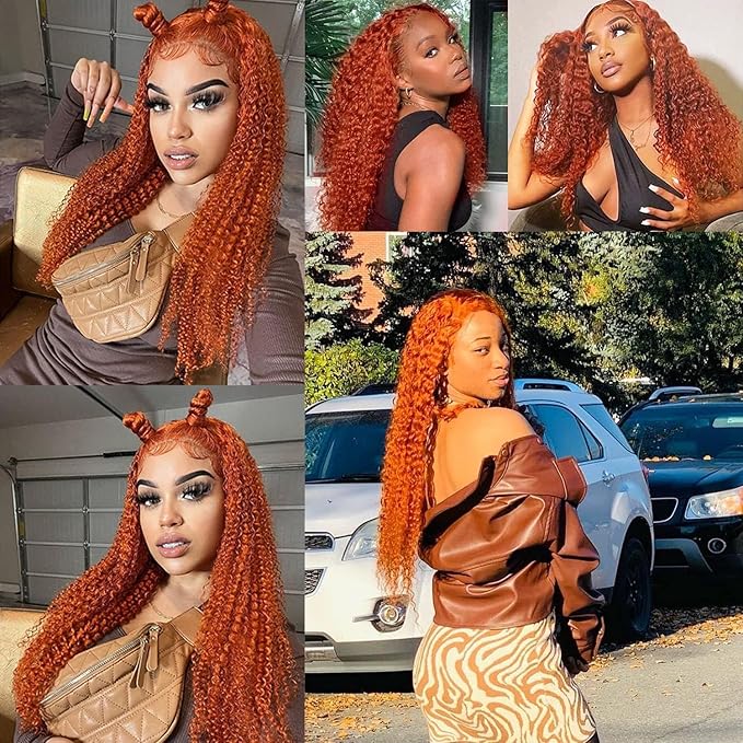 16 18 20 Inch Ginger Bundles Human Hair #350 Orange Water Wave 3 Bundle Unprocessed Brazilian virgin hair Weave Extensions Double Weft 50 Grams/Bundle Colored Ginger Bundles for Woman