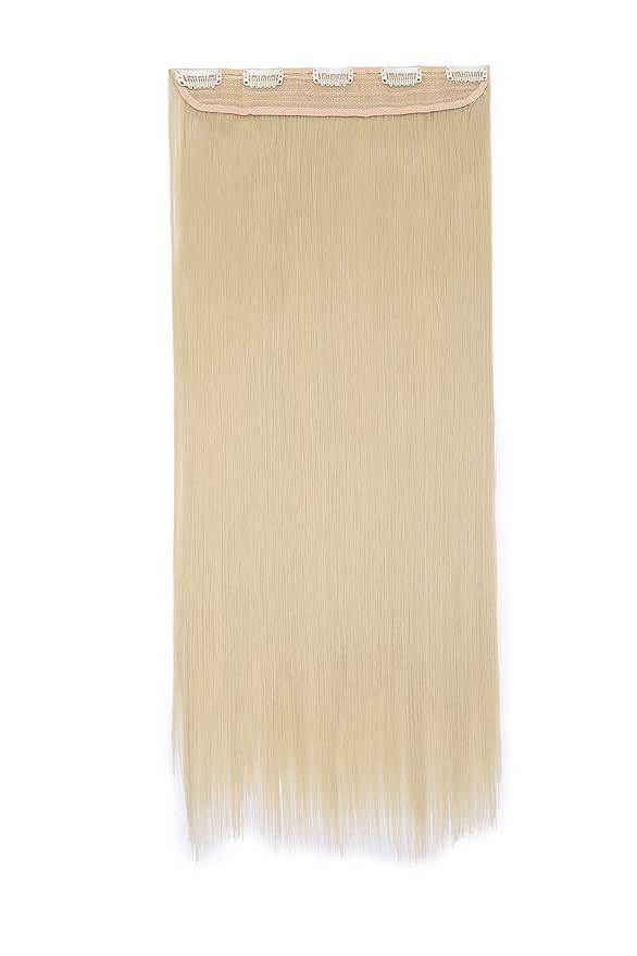 S-noilite Elegant 30"(76cm) Longest Straight Bleach Blonde 3/4 Full Head One Piece 5 Clips Clip in Hair Extensions