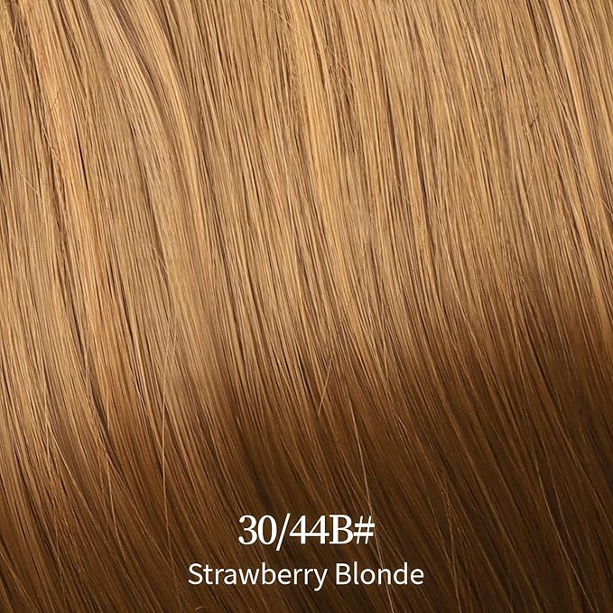 KooKaStyle Invisible Wire Hair Extensions Long Wavy Layered Synthetic Hair Extensions with Transparent Wire Adjustable Size 6 Secure Clips Strawberry Blonde Hairpieces for Women 16 Inch