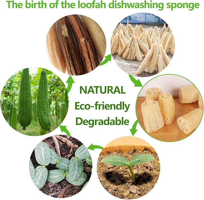 3 PCS Natural Loofah Sponges Organic Luffa Bath Shower Sponge Exfoliating Body Back Scrubber for Men Women Adults SPA Beauty Bathing or Kitchen Dishes