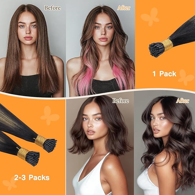 DOORES I Tip Hair Extensions, Balayage Natural Black to Light Blonde 18 Inch 50g/50s, Natural Hair Extensions for Women Natural Straight Human Hair Extensions Remy Hair Extensions