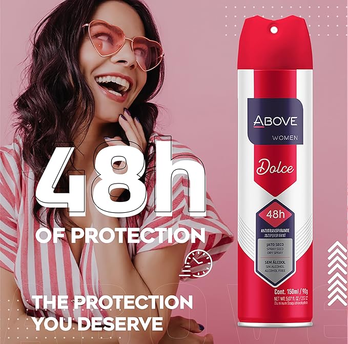ABOVE 48 Hours Antiperspirant Deodorant, Dolce Vita, 3.17 oz - Dry Spray Deodorant for Women - Notes of Apples and Berries - Antiperspirant Spray