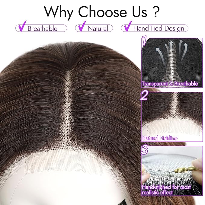 Brown to Honey Blonde Short Wavy Wig for Women Lace Hairline Bob Style Synthetic Heat Resistant - Natural Appearance for Everyday Hairstyle 14 Inch