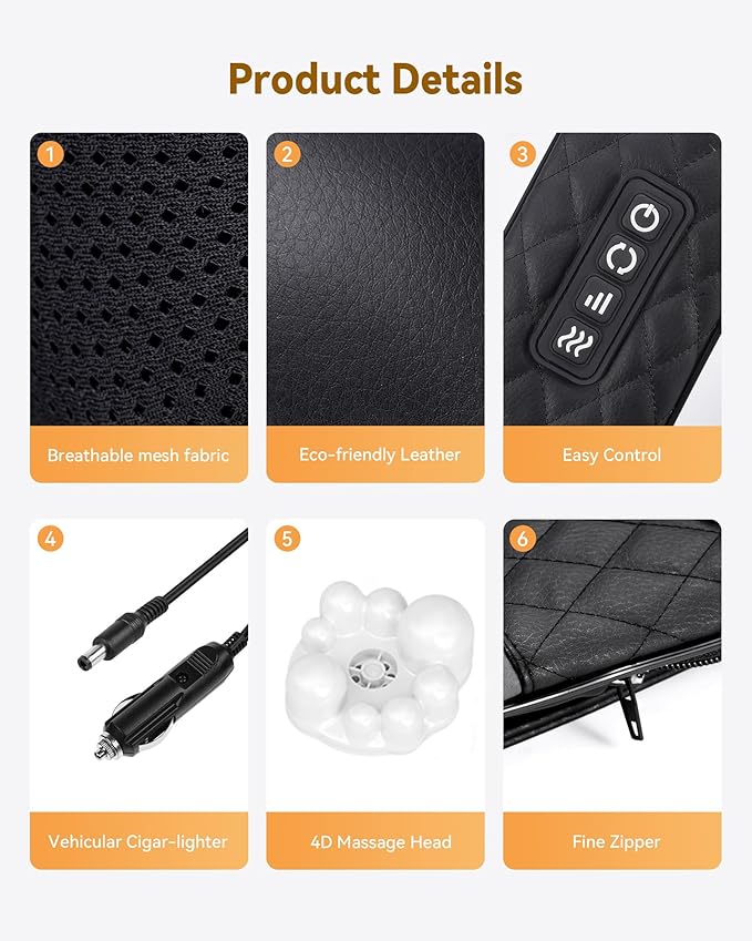 Neck Massager with Heat, Shiatsu Neck and Back Massager, 4D Deep Tissue Kneading for Neck,Back,Shoulder, Body Muscle Pain Relief, Leather Handbag for Storage, Gift for Men Women Mom Dad, Plug-in Use
