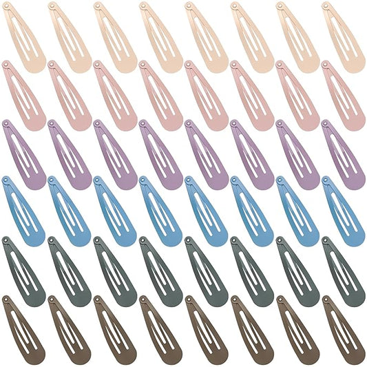 48 PCS Small Metal Barrettes For Women Non Slip Water Drop Snap Clips For Thick Thin Fine Hair Classic Accessories,Pink Blue Green,1.97 x 0.5 In