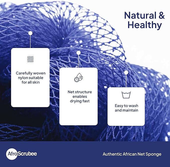 Authentic African Net Sponge Exfoliating Bath Sponge (Royal Blue)