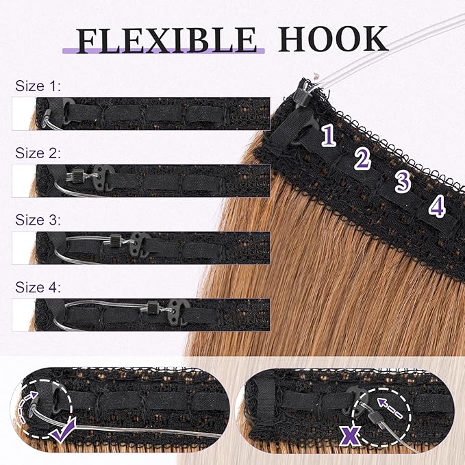 Halo Hair Extensions Real Human Hair,Halo Hair Extension 100% Human Hair,Wire Hair Extensions,Thicker 06 Light Brown 14inch/70g
